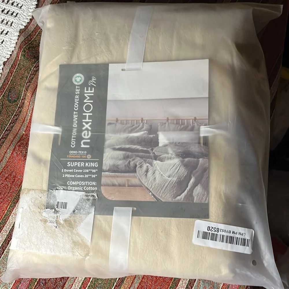 nexHOME Cozy natural Duvet108”x98” Set 2 pillowcases 20”x36” organic cotton